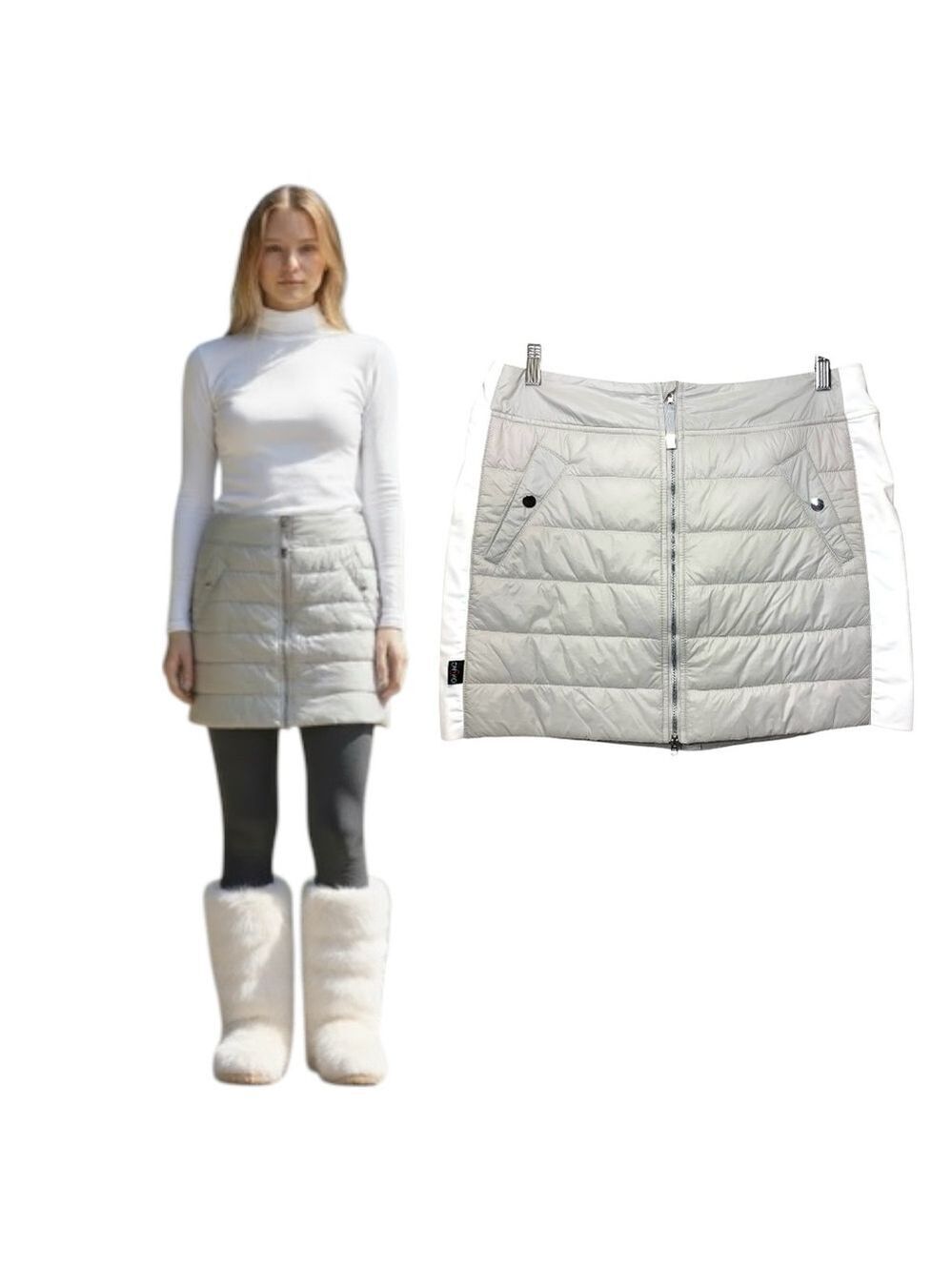 Ohsho Insulated Quilted Skirt Sz L Tan White Outdoor Sports Ski Winter Hiking